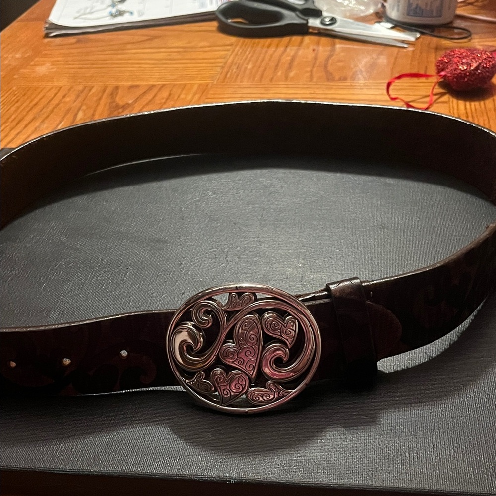 Brown  BRIGHTON Belt with Ornate Silver Buckle and nice BRIGHTON tooling on the
